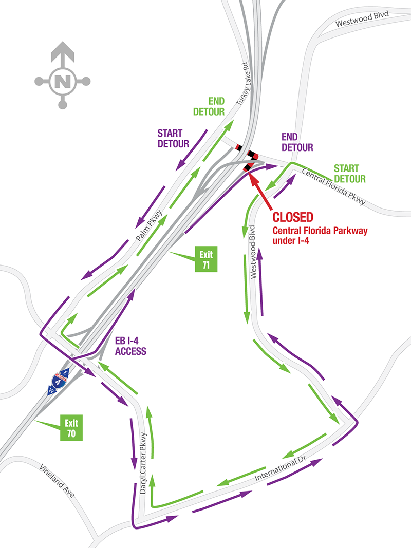 Overnight Closures of Central Florida Parkway Under I-4 May 8 and 14