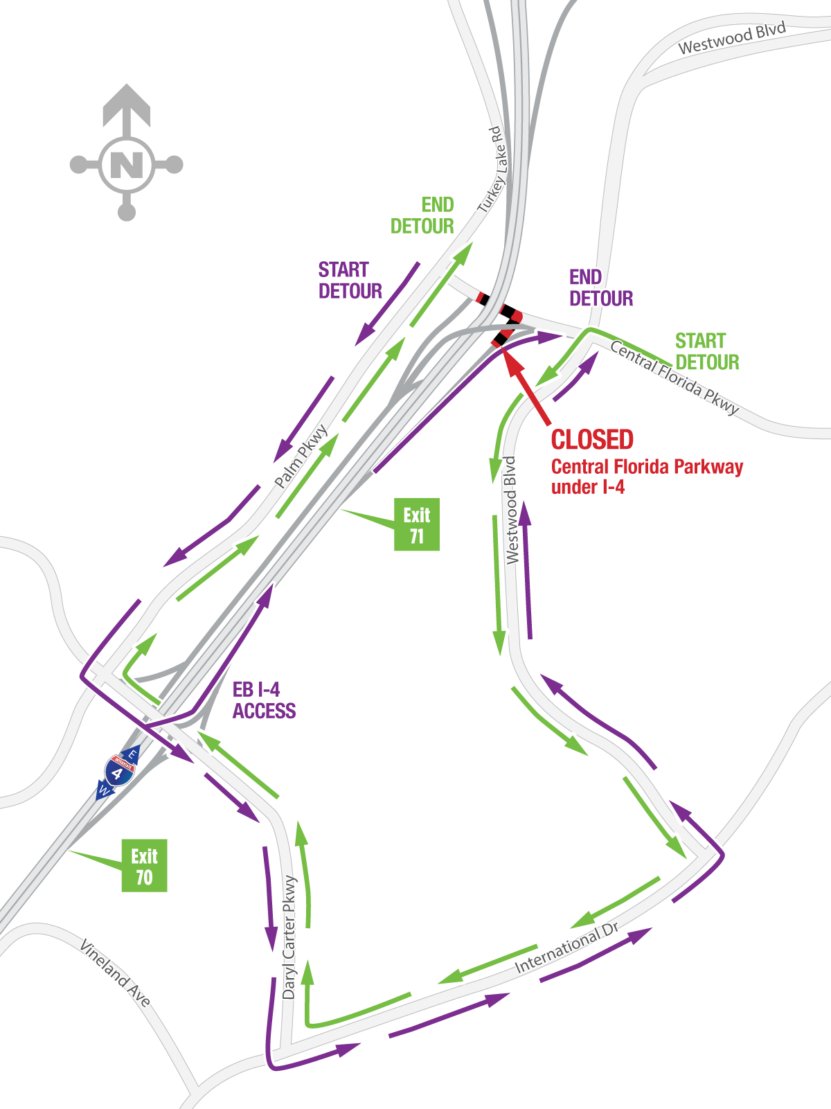 Overnight Closures of Central Florida Parkway Under I-4 June 1-5