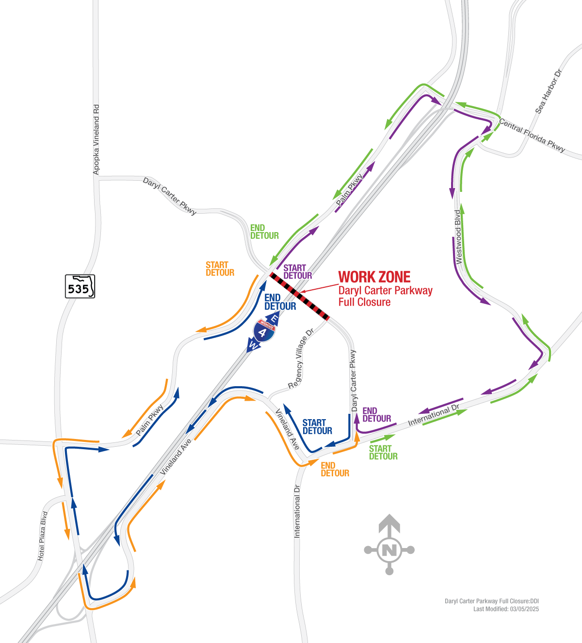 Daryl Carter Parkway Overpass at I-4 to Close from March 16 to March 19