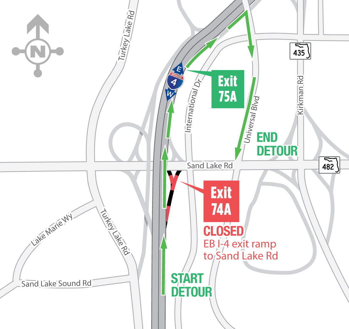 Overnight I-4 Ramp Closure at the Sand Lake Road Interchange