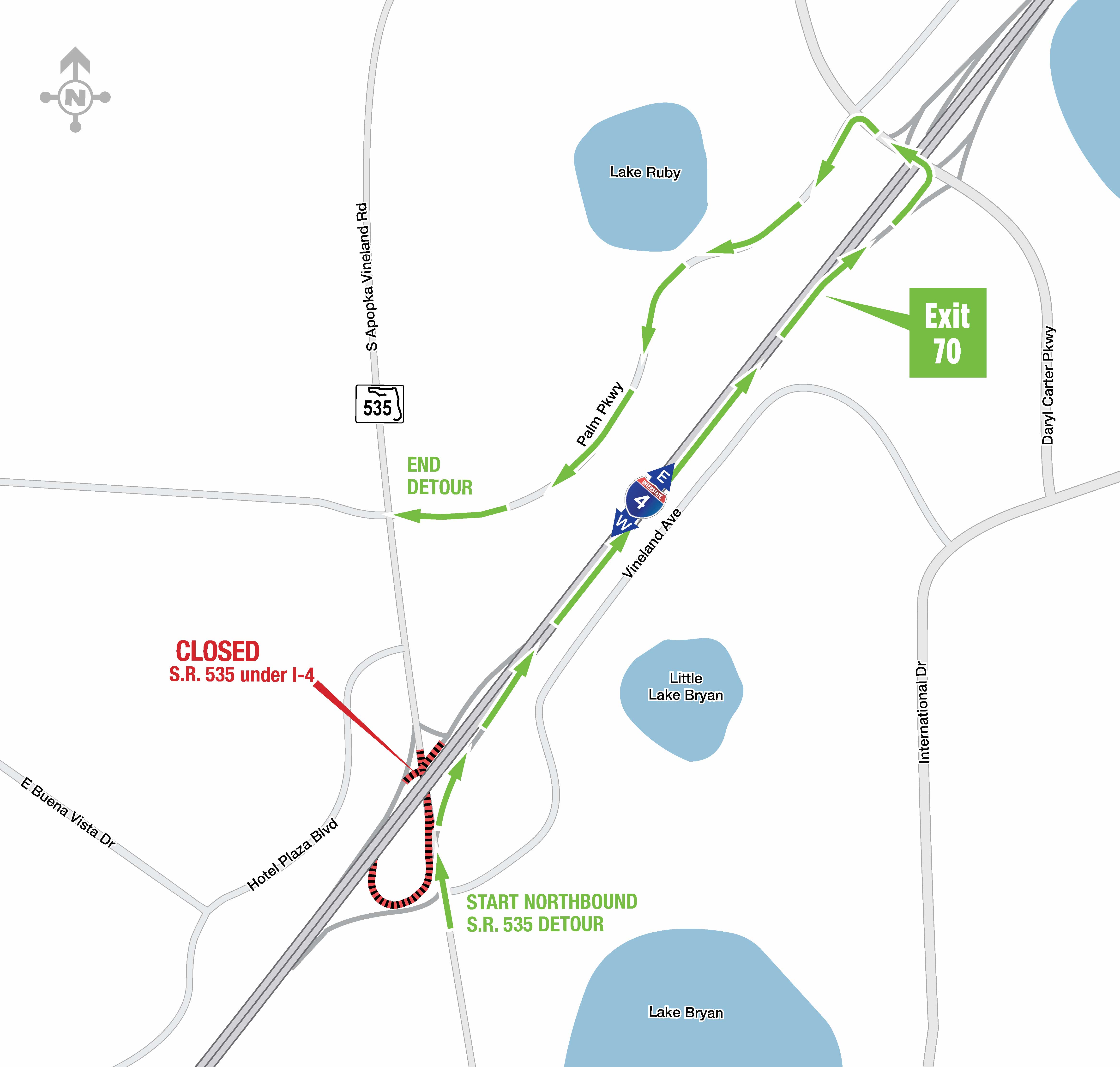 Detour for Northbound Apopka-Vineland Road, south of I-4 (October 13-15):