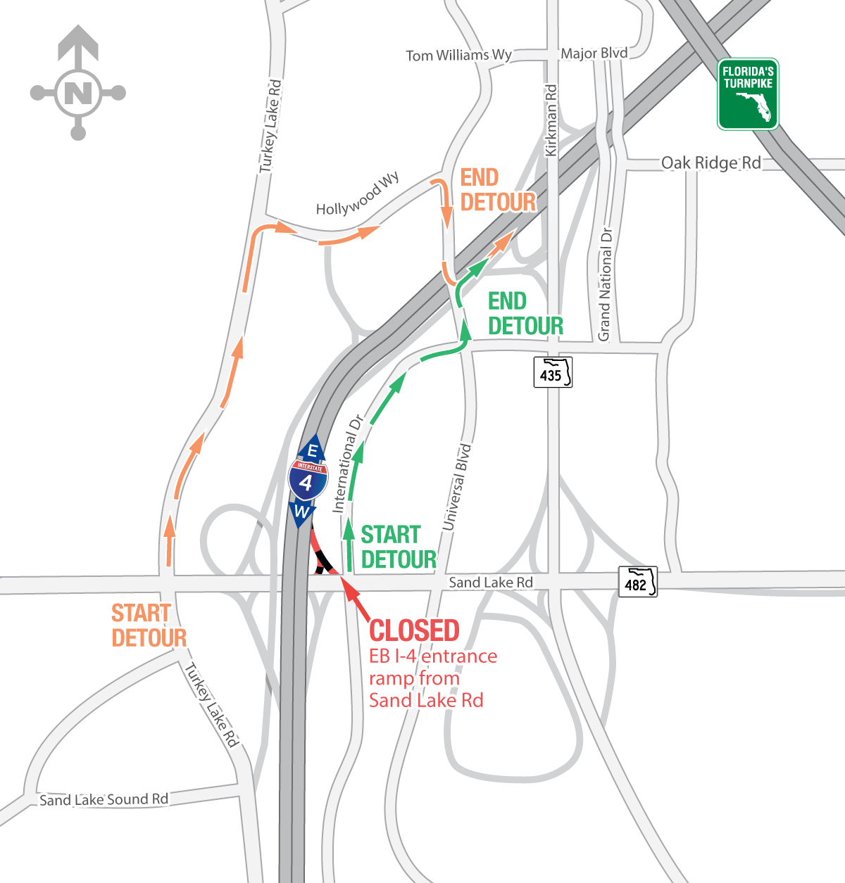 Overnight Closure of the Eastbound I-4 Entrance Ramp from Sand Lake Road June 18