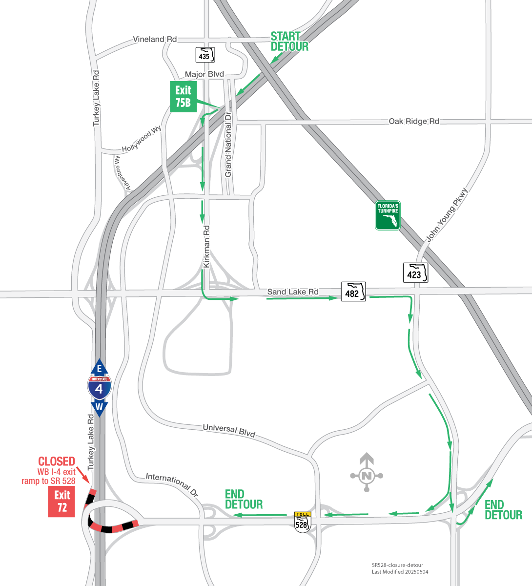 Overnight Closures on I-4 between Kirkman Road and S.R. 528 Interchanges June 8 to 10
