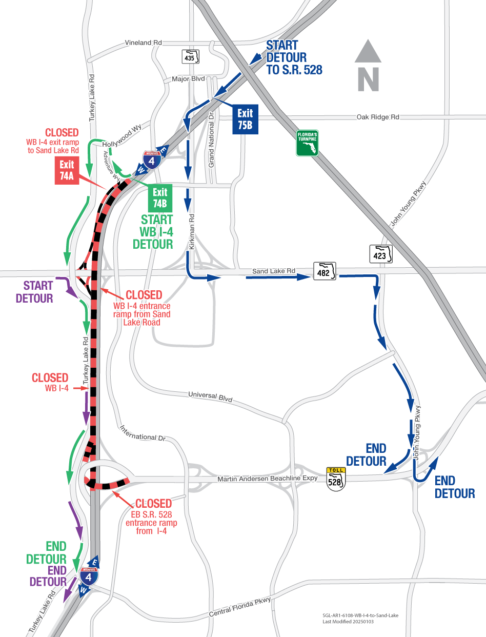 Closures Scheduled for Interstate 4 near S.R. WB I-4 closure