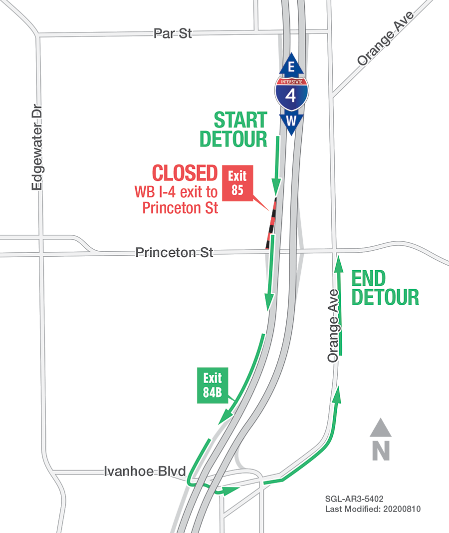 First Nightly Ramp Closure Along Interstate 4 in Orange County on August 13
