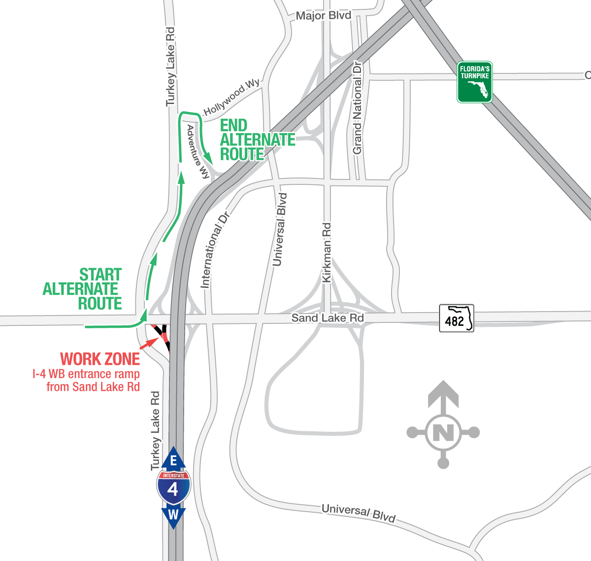 I-4 On Ramp Closing Overnight August 14, 15, and 18