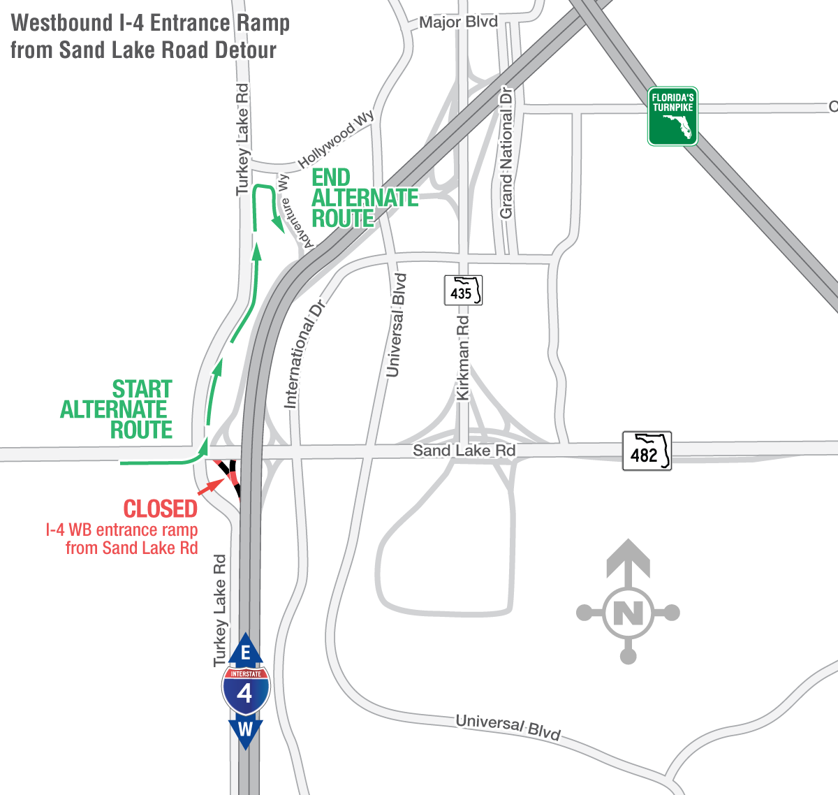 March 24 Detour Westbound I-4 entrance ramp closure