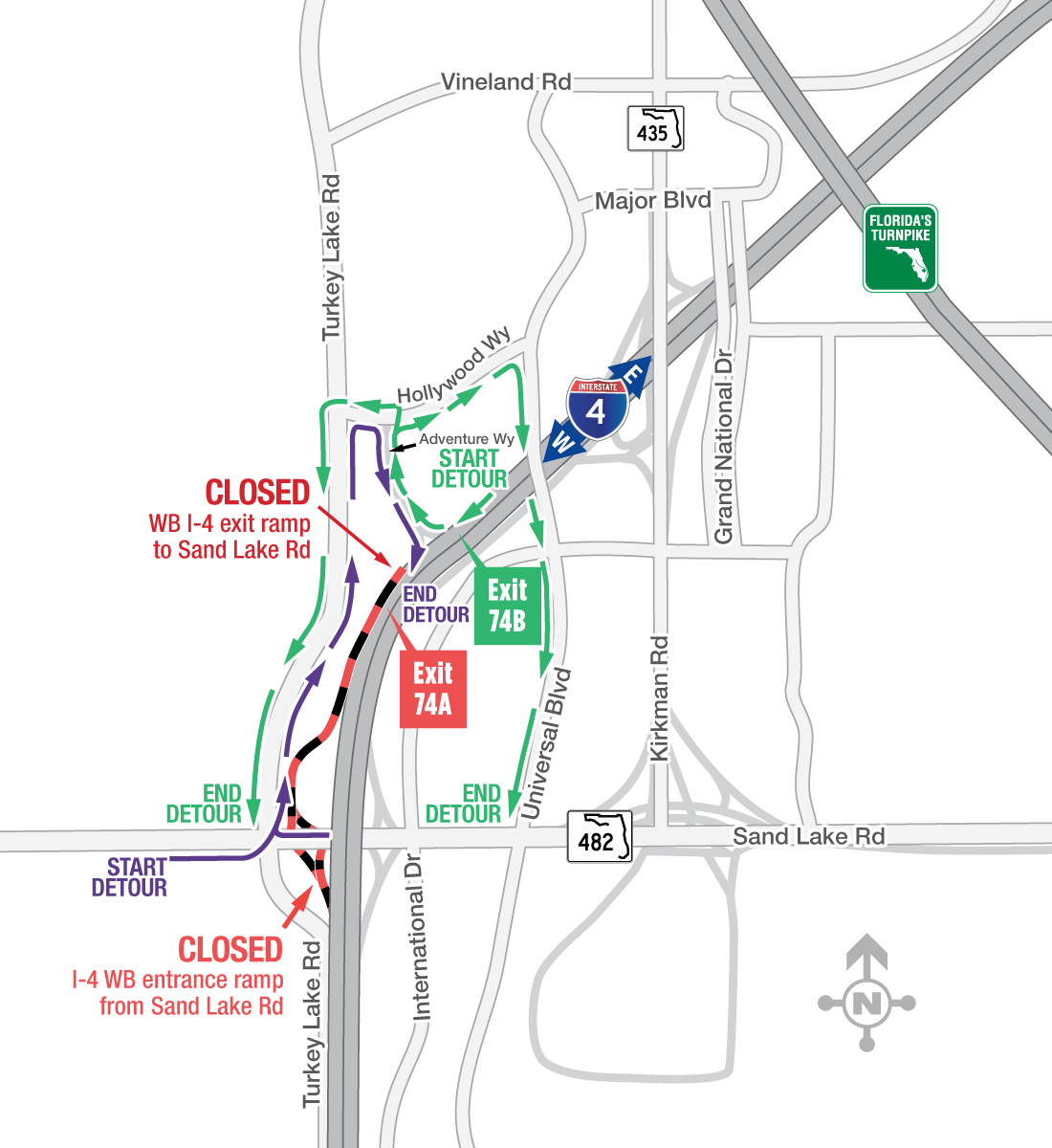 Westbound I-4 Exit and Entrance Ramp for Sand Lake Road
