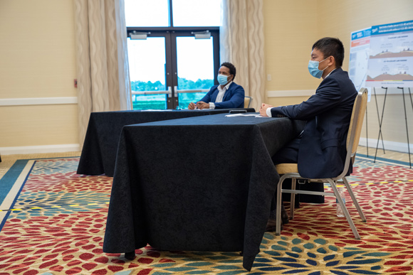 Su Hao, P.E., FDOT Project Manager, and Conroy Jacobs, AICP, Osceola County Project Manager, conduct the virtual public hearing for improvements Interstate 4 (I‑4) and County Road (C.R.) 532 near ChampionsGate.