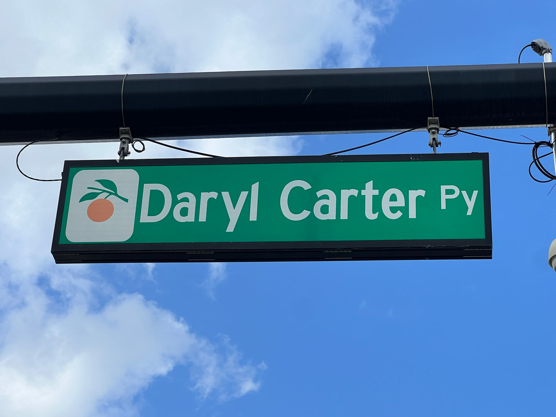 Street sign for Daryl Carter Parkway in Orlando, FL