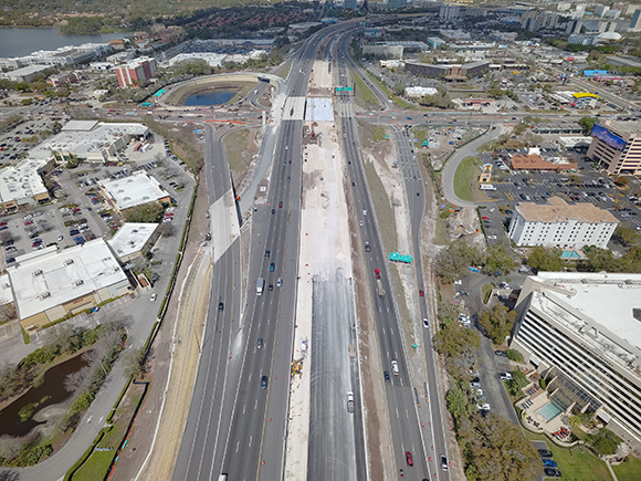 Overhead image of I-4 just south of Sand Lake Road