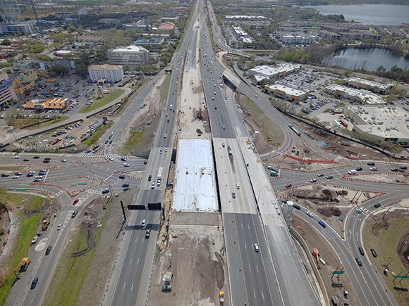 Overhead view of Sand Lake Road and I-4