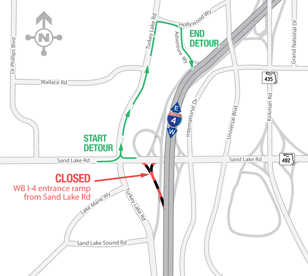 Overnight Closure of the Westbound I-4 Entrance Ramp from Sand Lake Road July 30