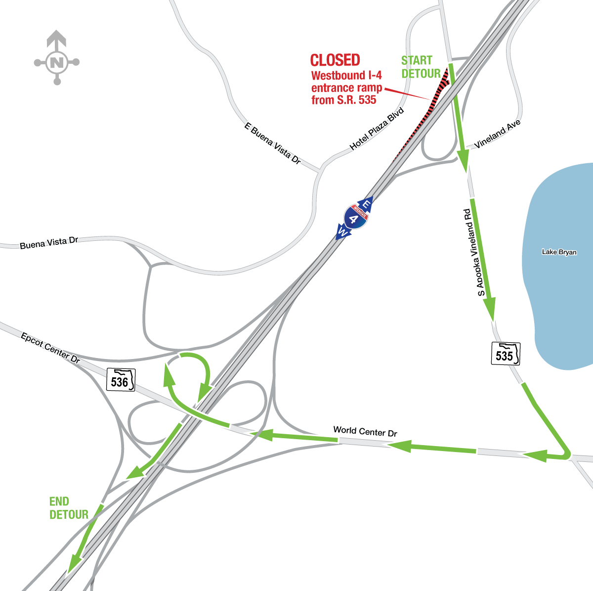 Overnight Closure of Westbound I-4 Entrance Ramp from Apopka-Vineland Road August 3