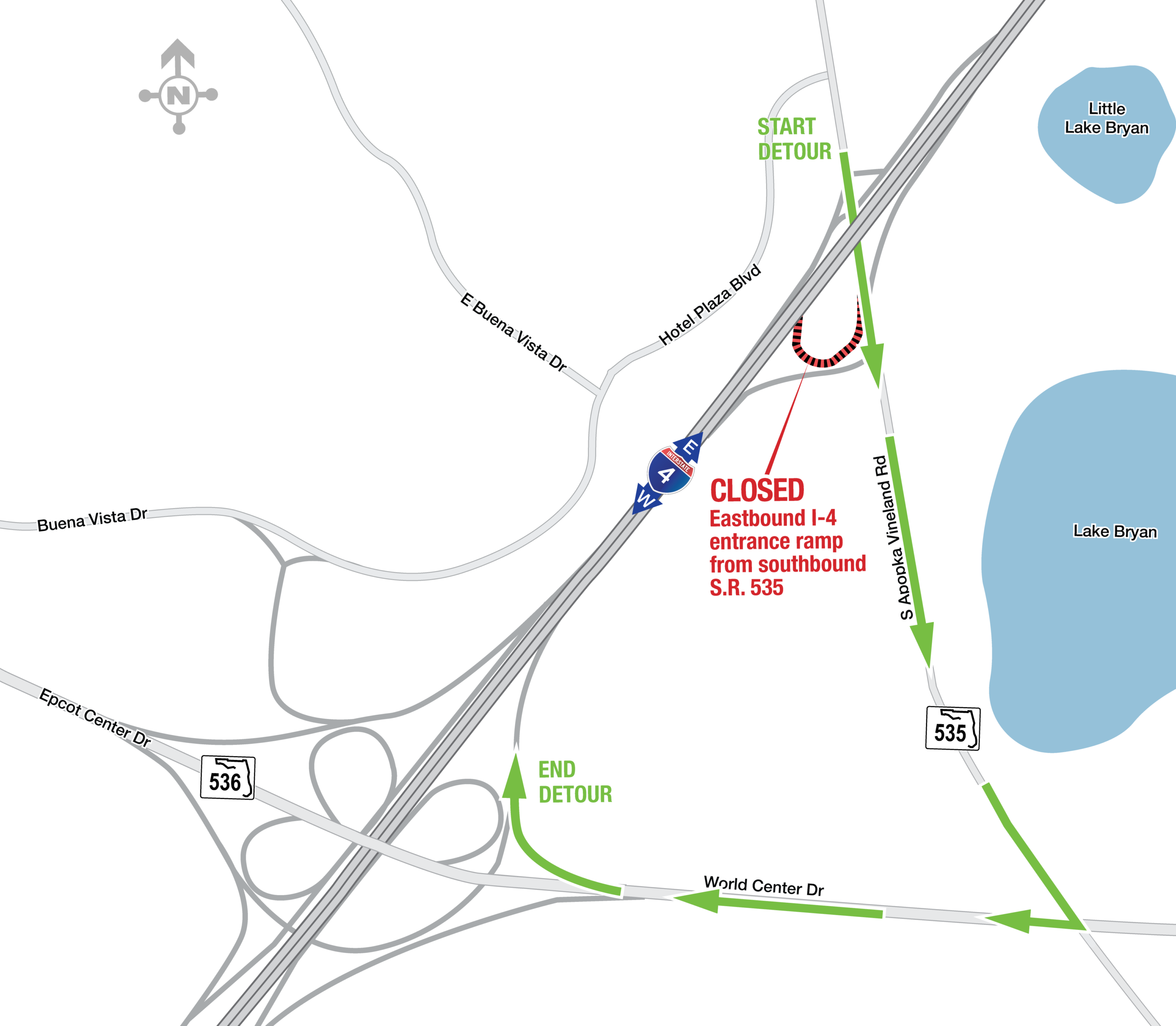 Overnight Closures of the Eastbound I-4 Entrance Ramps from Apopka-Vineland Road August 9-13