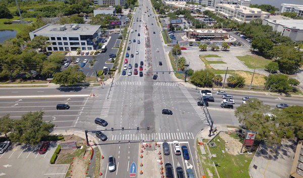 Aerial image of the Sand Lake Road and Turkey Lake Road Intersection